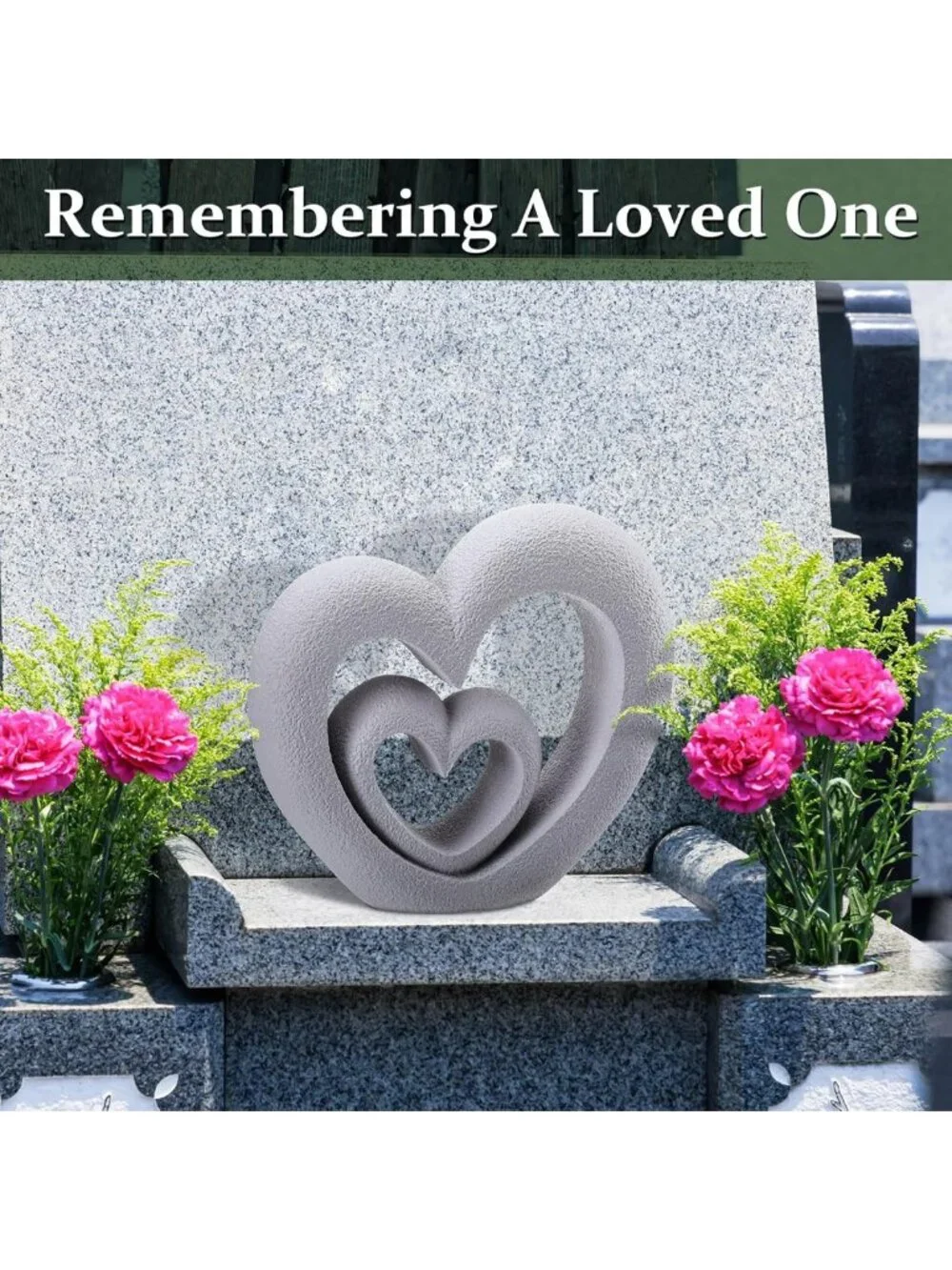 Heart-Shaped Garden Sculpture - Resin Outdoor Statue for Lawn, Patio & Memorial